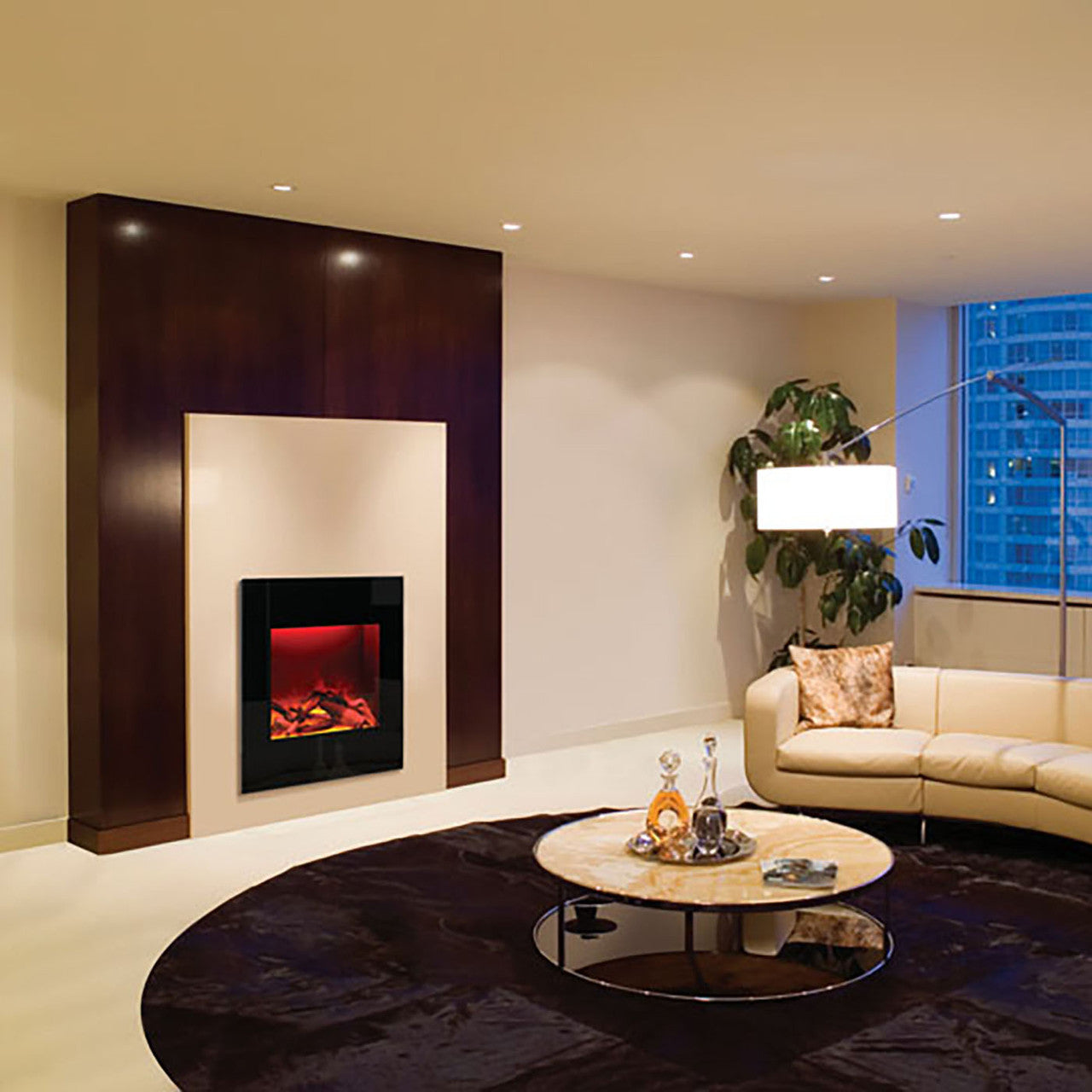 Amantii 24 inch WM-BI-2428-VLR-BG Zero Clearance Built-in Smart Corner Electric Fireplace
