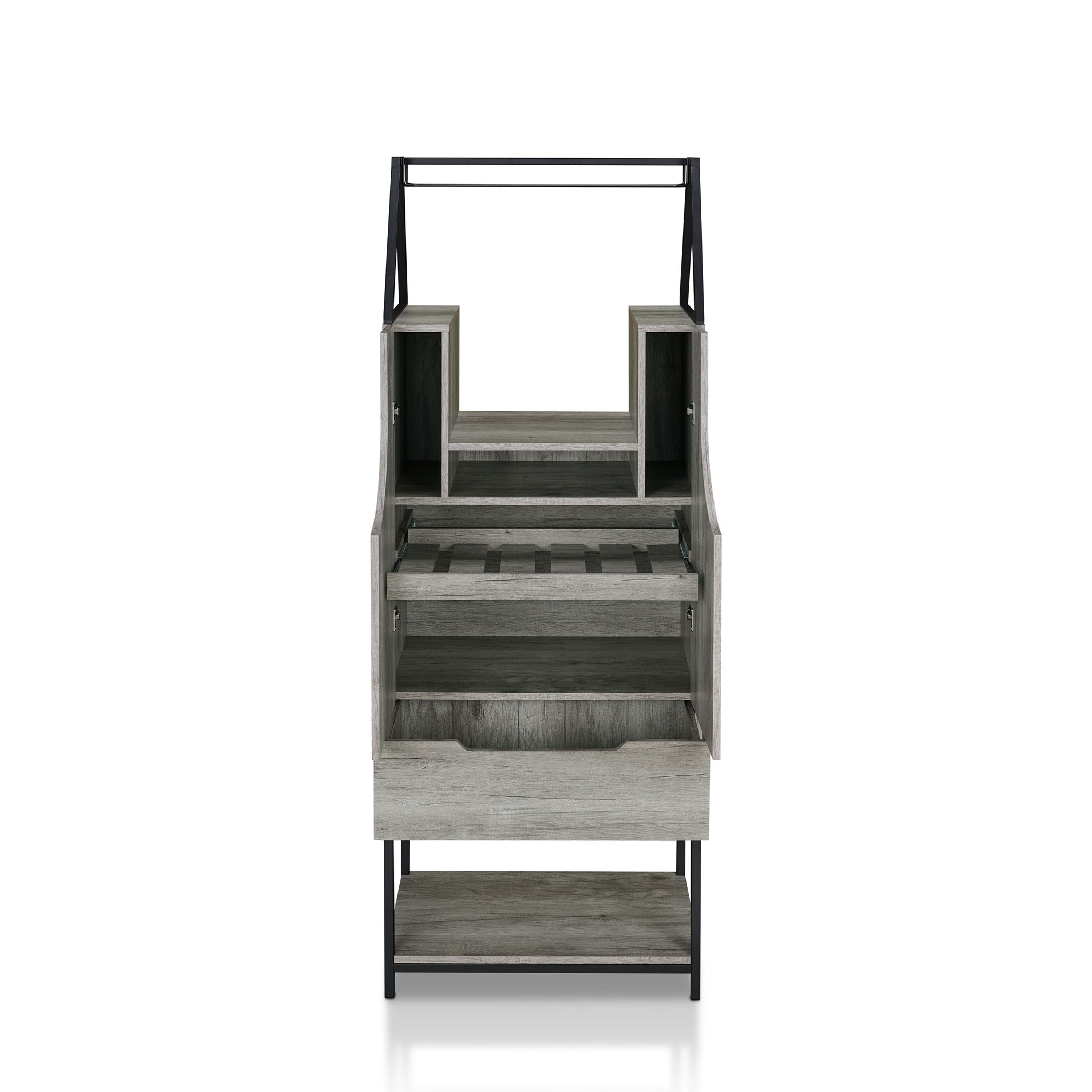 Robble Multi-Storage Wine Cabinet in Vintage Gray Oak