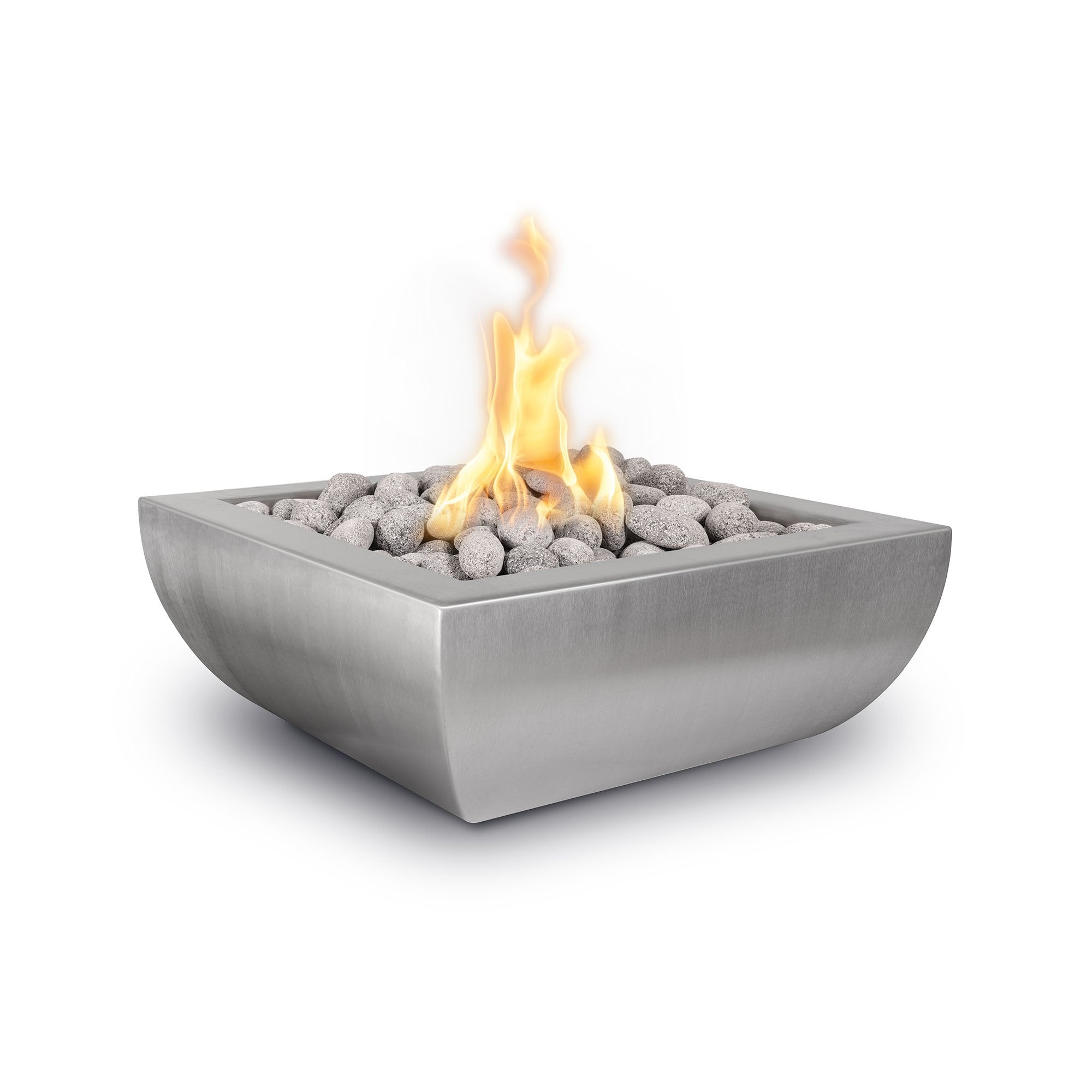 The Outdoor Plus 24 Inch Avalon Hammered Copper & Stainless Steel Square Fire Bowl
