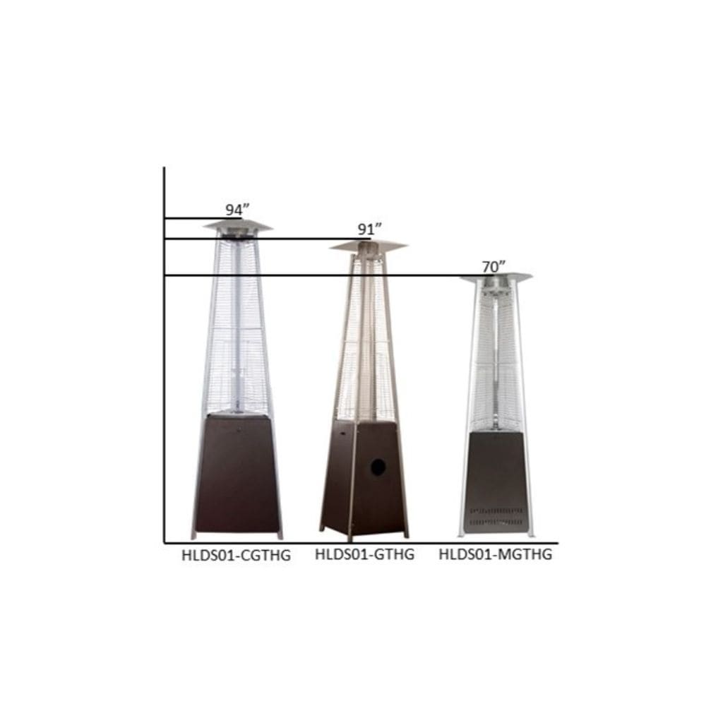 70" Bronze Compact Commercial Hammered Glass Tube Heater - AZ Patio Heaters