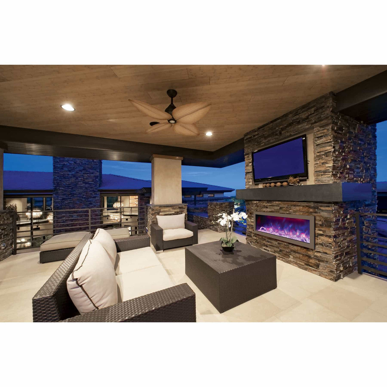 Amantii 50 Inch Panorama Slim BI-50-SLIM-OD Linear Indoor or Outdoor Electric Fireplace