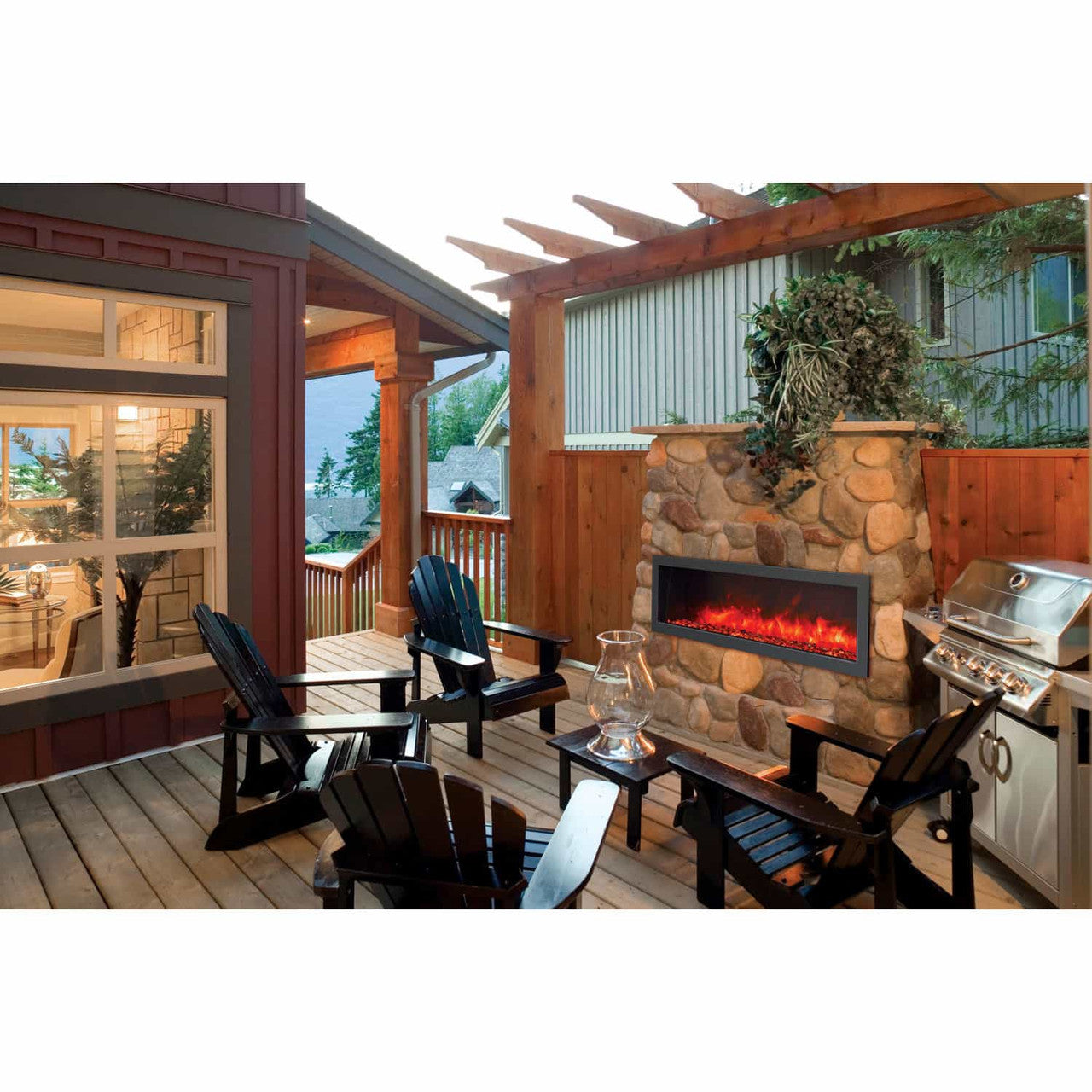 Amantii BI 60” SLIM Panorama Indoor/Outdoor Electric Fireplace with Remote