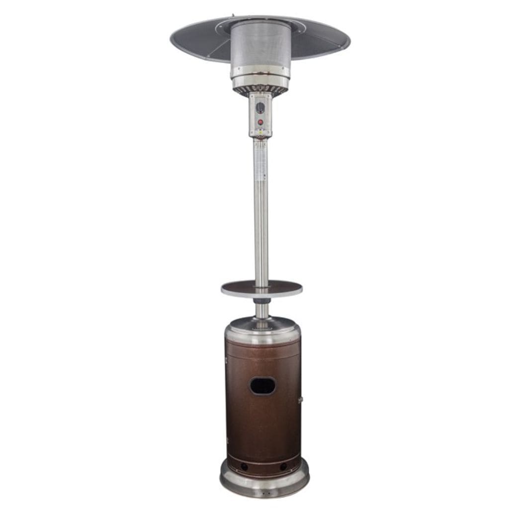 87" Stainless Steel/Hammered Bronze and Silver Patio Heater with Table - AZ Patio Heaters