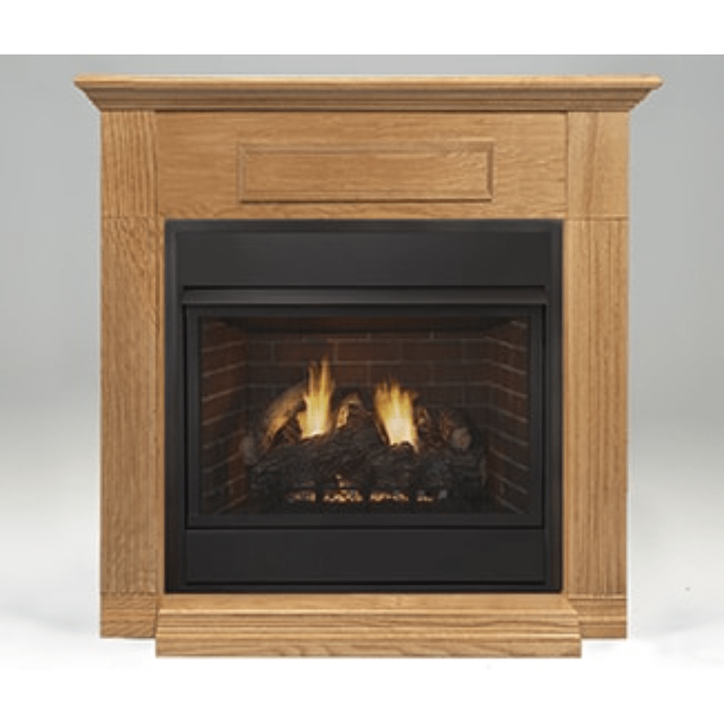 Monessen - 36" Oak/Birch Surround Wall Mantel Cabinet with Hearth for Fireplaces