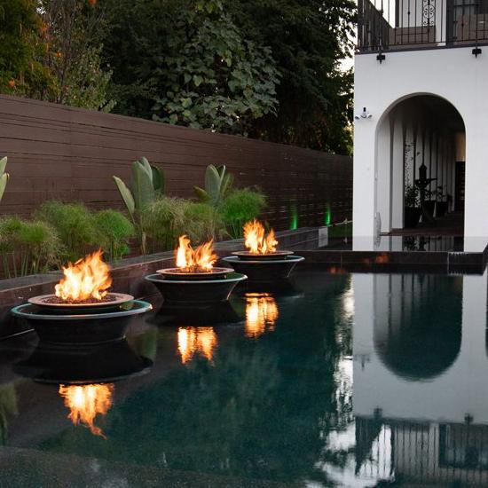 The Outdoor Plus 30 Inch Cazo Hammered Copper 360° Spill Round Fire & Water Bowl