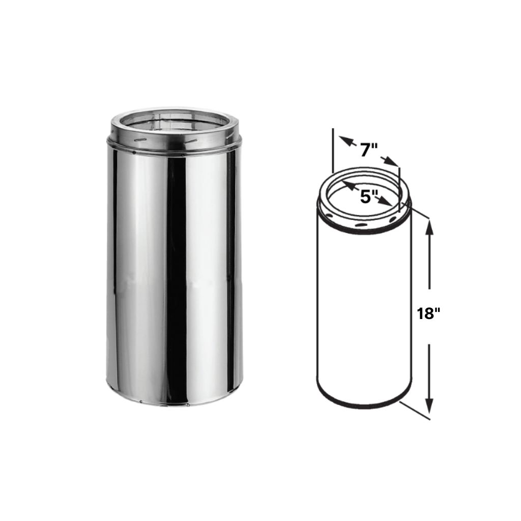 DuraVent - DuraTech 5" Diameter Galvalume Steel 18" Pipe Length 5DT-18 All Fuel Chimney Pipe