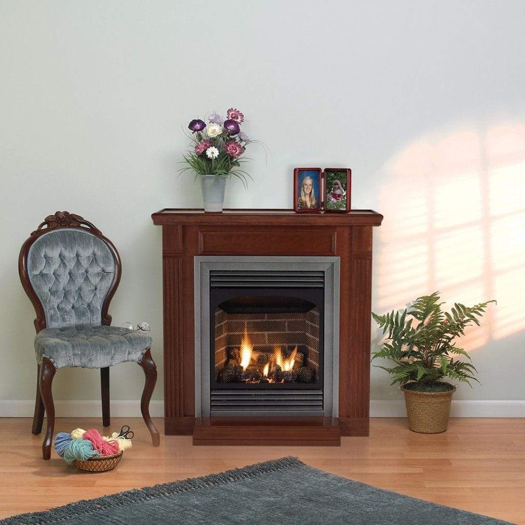 Empire Vail 24-inch Ventless Gas Fireplace with Slope Glaze Burner - Thermostat with Hi-Low Knob