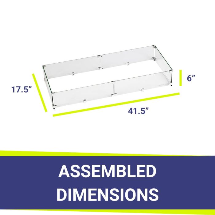 American Fire Glass Rectangular Glass Flame Guard for 36" x 12" Drop-In Fire Pit Pa