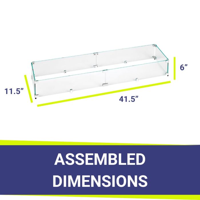 American FireGlassLinear Glass Flame Guard for 36" x 6" Linear Drop-In Fire Pit Pan