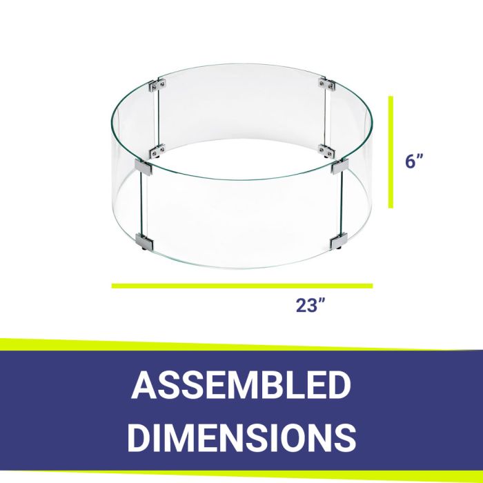 American Fire Glass Round Glass Flame Guard for 19" Round Drop-In Fire Pit Pan