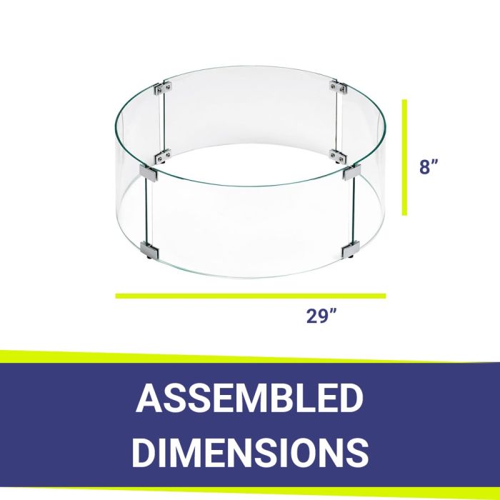 American Fire Glass Round Glass Flame Guard for 25" Round Drop-In Fire Pit Pan