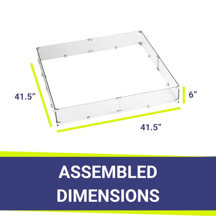 American Fire Glass Square Glass Flame Guard for 36" Square Drop-In Fire Pit Pan