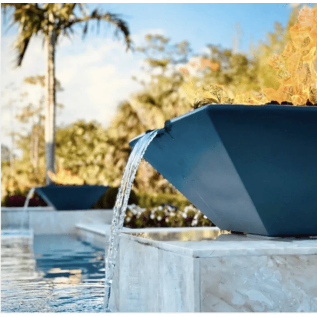 The Outdoor Plus - Maya GFRC Concrete Square Fire & Water Bowl with Wide Spill 36"