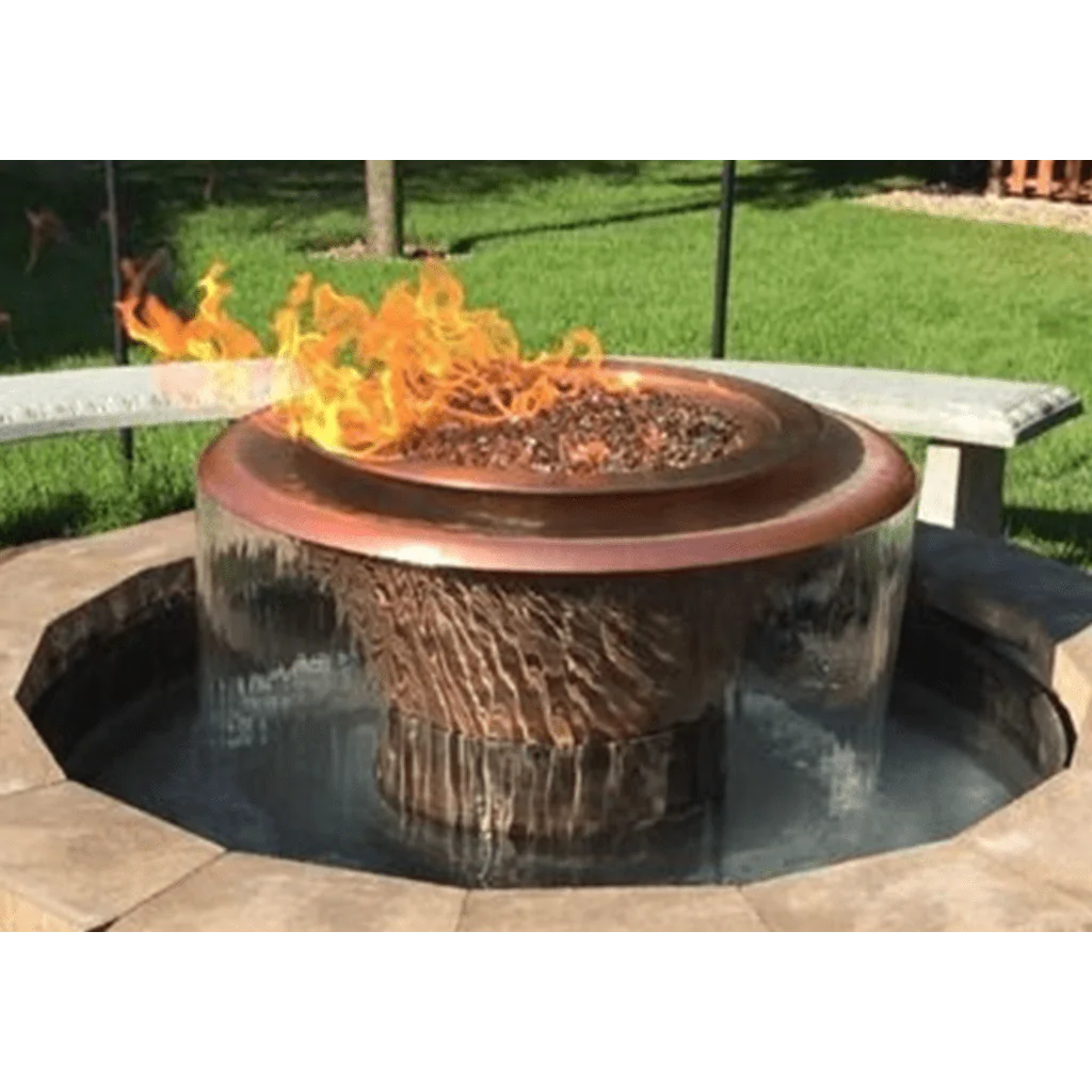 The Outdoor Plus - Cazo Hammered Copper 360° Spill Round Fire & Water Bowl 36"