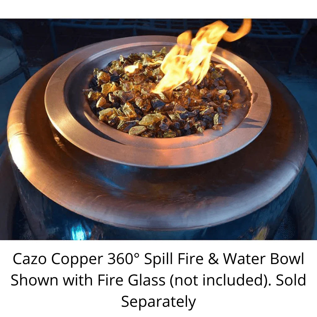 The Outdoor Plus 30 Inch Cazo Hammered Copper 360° Spill Round Fire & Water Bowl