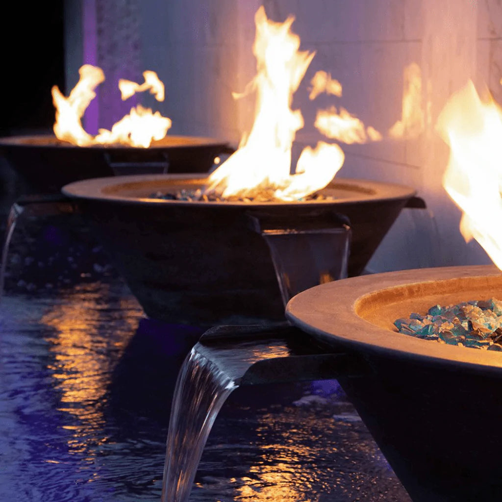 The Outdoor Plus - Cazo Hammered Copper 4 Way Spill Round Fire & Water Bowl 36"