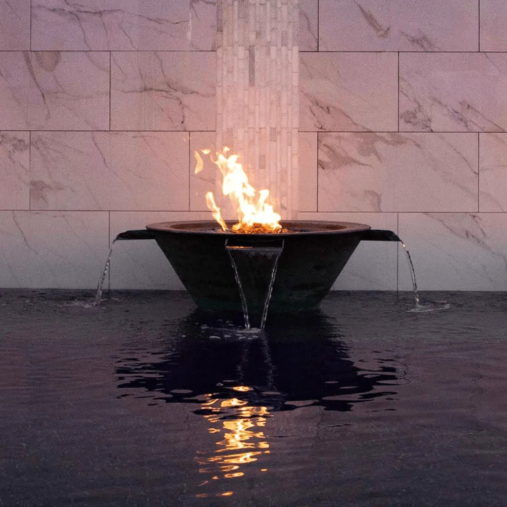The Outdoor Plus - Cazo Hammered Copper 4 Way Spill Round Fire & Water Bowl 36"