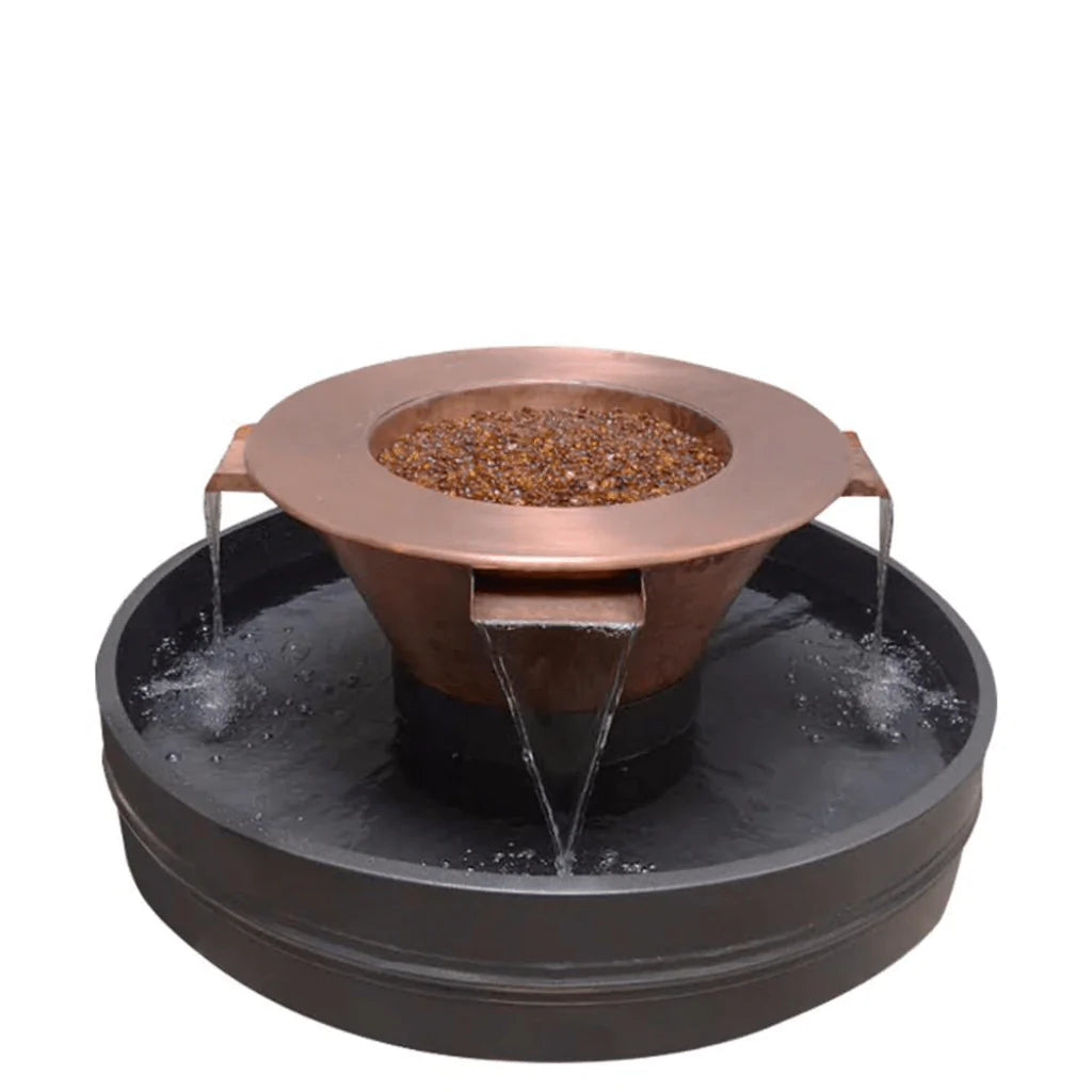 The Outdoor Plus - Cazo Hammered Copper 4 Way Spill Round Fire & Water Bowl 36"