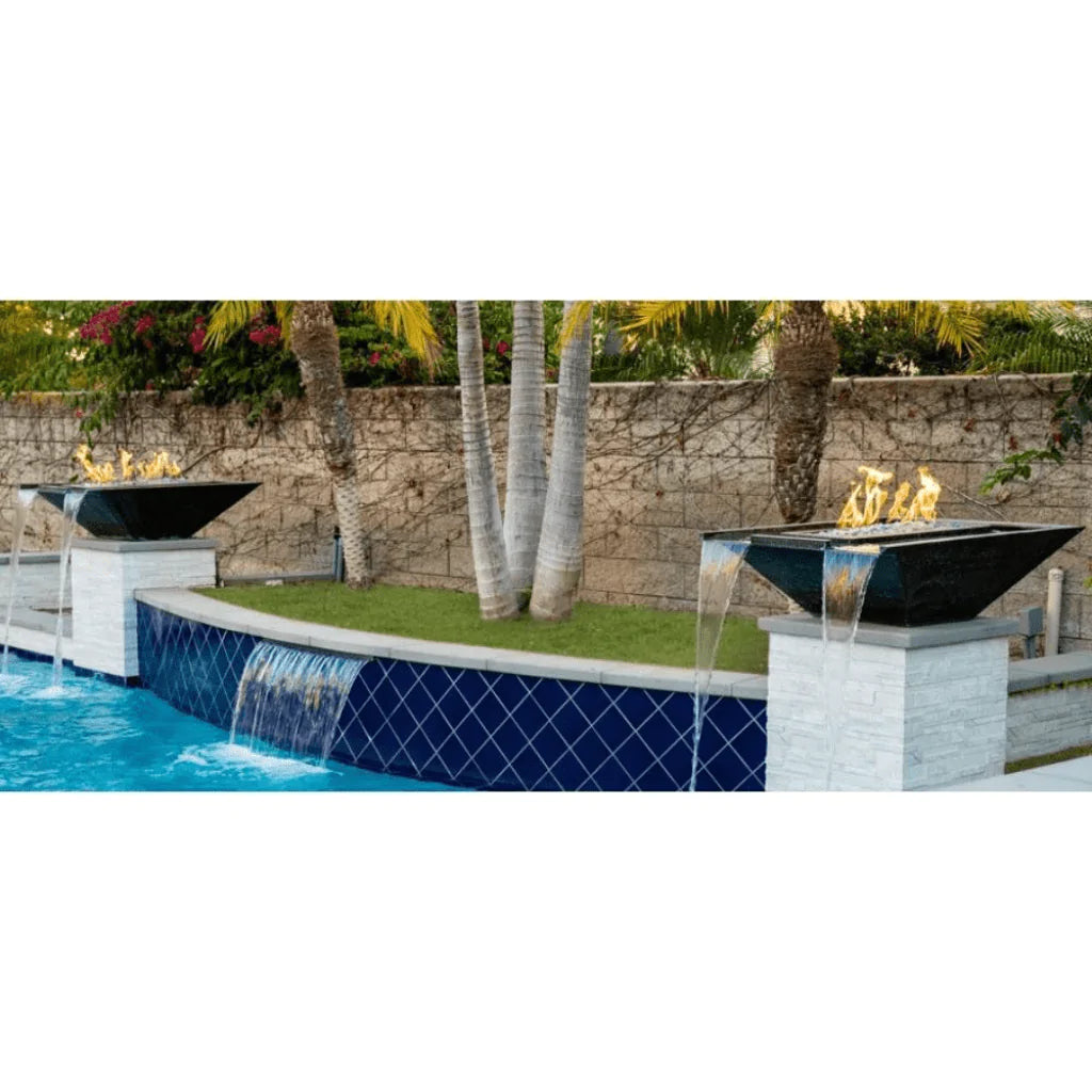 The Outdoor Plus - Nile Hammered Copper Square Fire & Water Bowl 30"