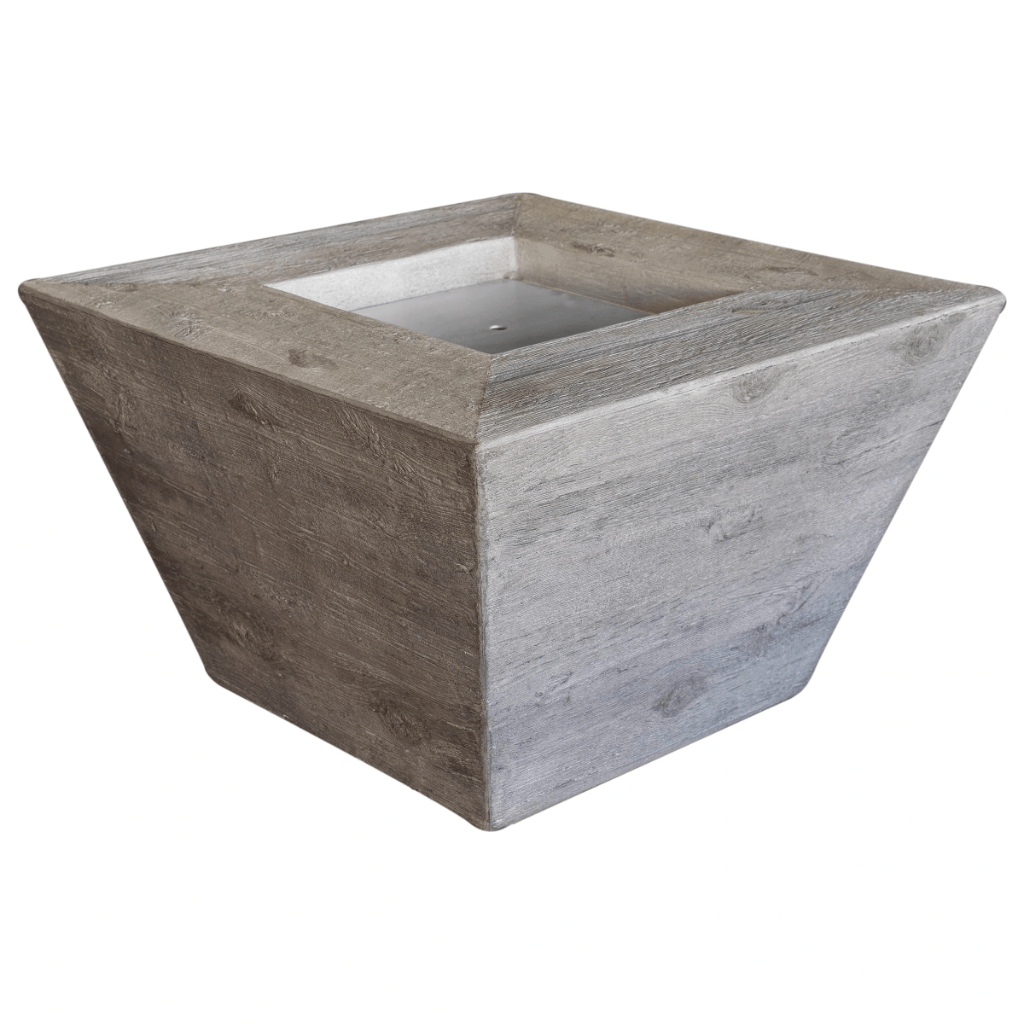 The Outdoor Plus - Plymouth GFRC Wood Grain 24" tall Concrete Square Gas Fire Pit 36"