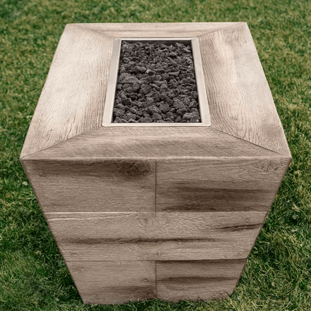 The Outdoor Plus Plymouth GFRC Wood Grain Concrete Rectangle Gas Fire Pit 48" x 28" - 24" tall