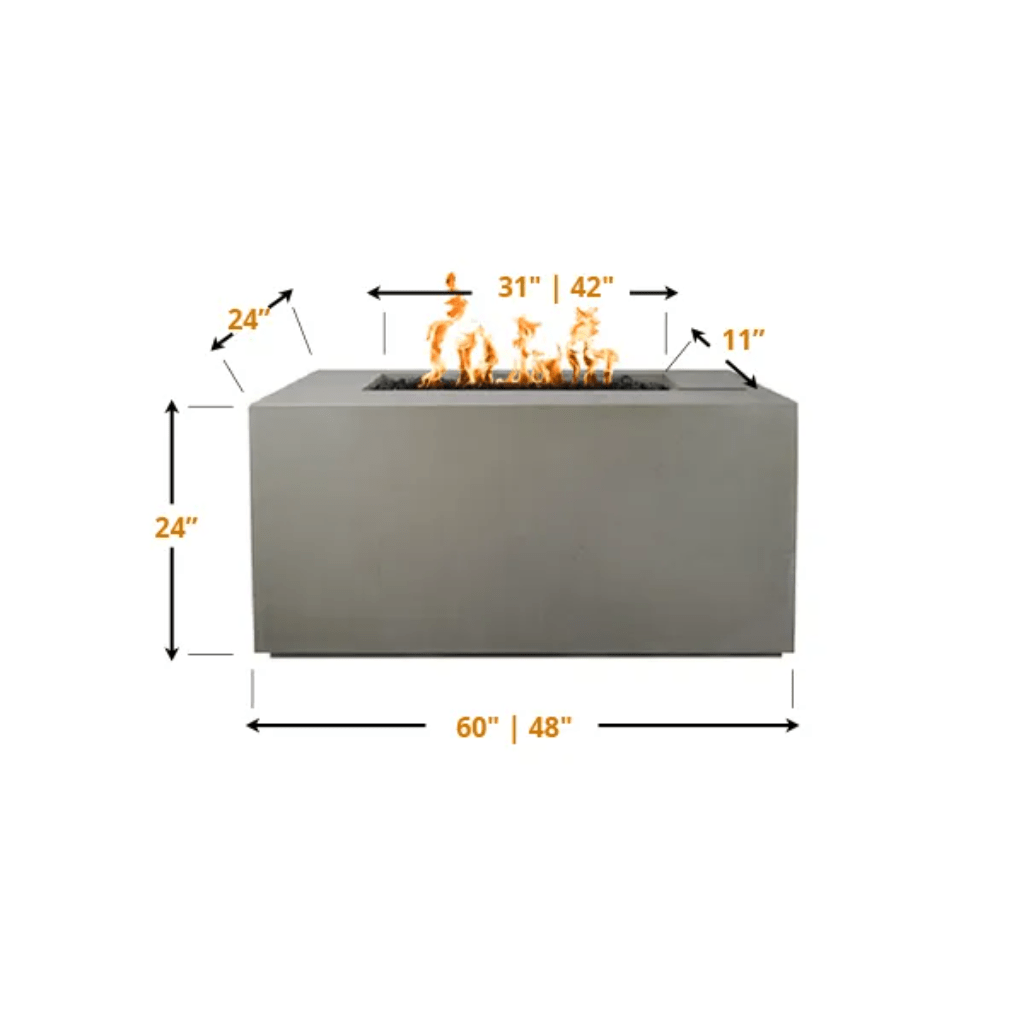 The Outdoor Plus 60 Inch Pismo GFRC Concrete Rectangle Liquid Propane Fire Pit