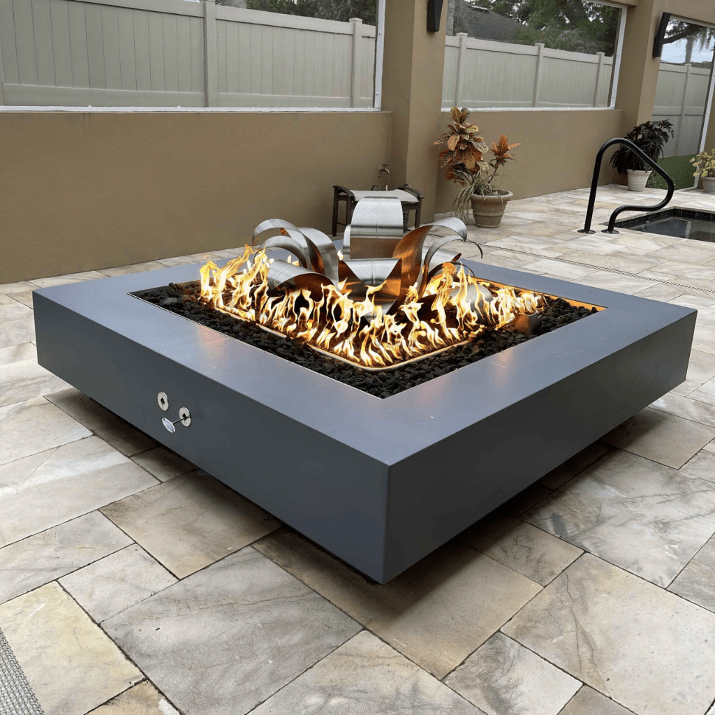 Natural Gas Fire pit | Concrete Square Fire Pit table