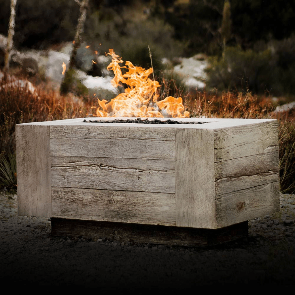 The Outdoor Plus - Catalina GFRC Wood Grain Concrete Rectangle Gas Fire Pit 48"