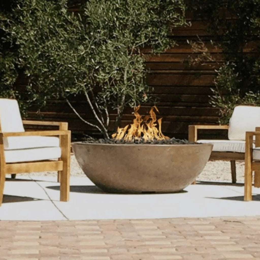The Outdoor Plus - Sedona Narrow Ledge GFRC Concrete Round Natural Gas Fire Pit 60"
