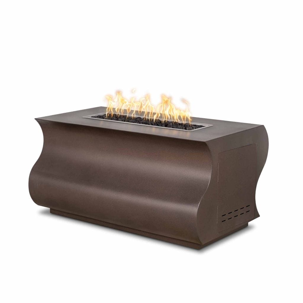 48" Tidal Copper & Corten Steel & Stainless Steel Rectangle Fire Pit - The Outdoor Plus