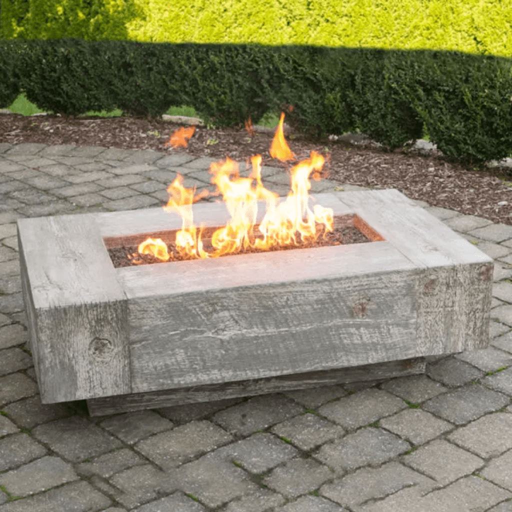 The Outdoor Plus Coronado GFRC Wood Grain 60 Inch Concrete Rectangle Gas Fire Pit