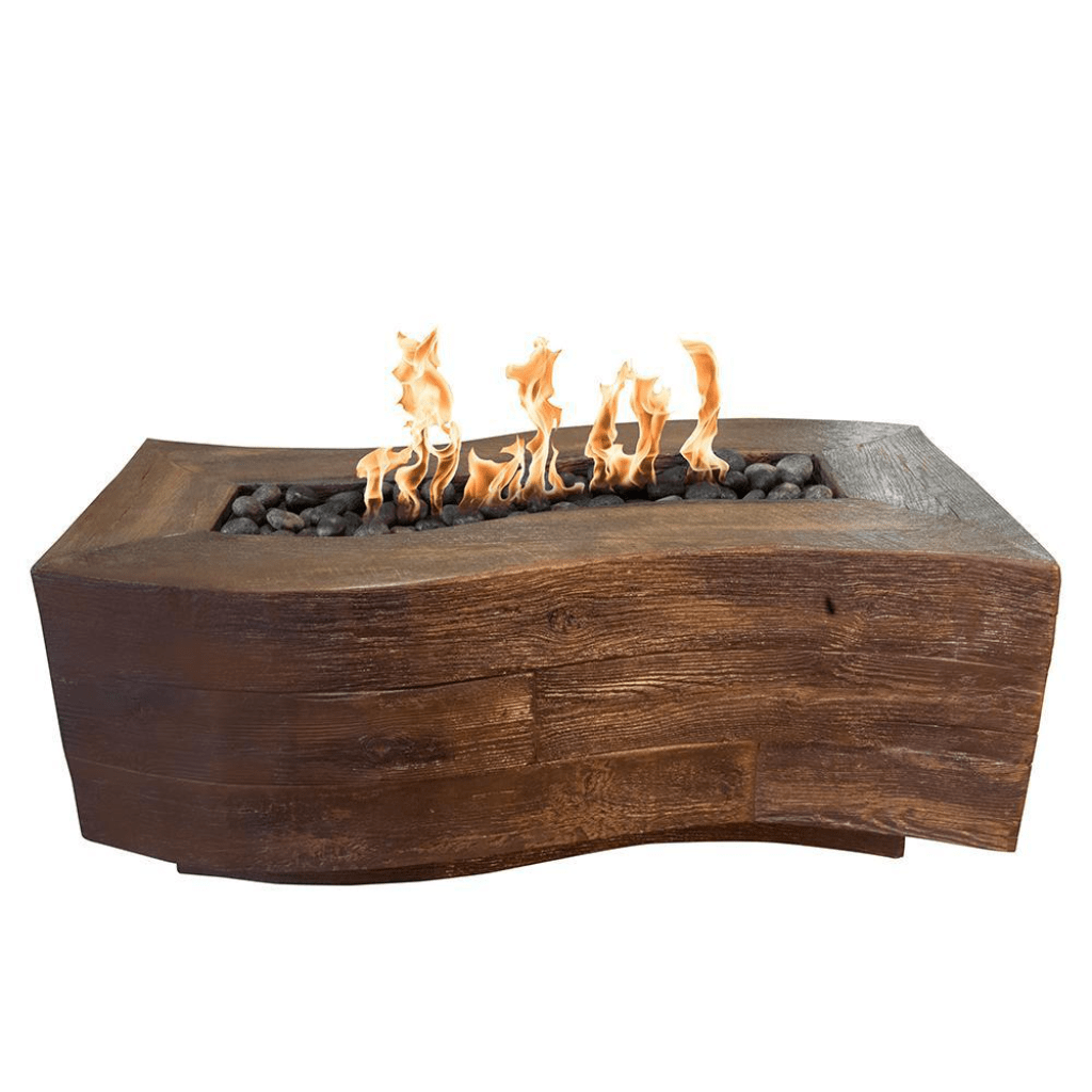 The Outdoor Plus - Big Sur GFRC Wood Grain Concrete Rectangle Gas Fire Pit 72"