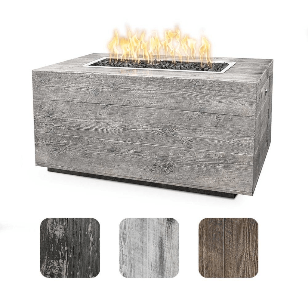 The Outdoor Plus - Catalina GFRC Wood Grain Concrete Rectangle Gas Fire Pit 84"
