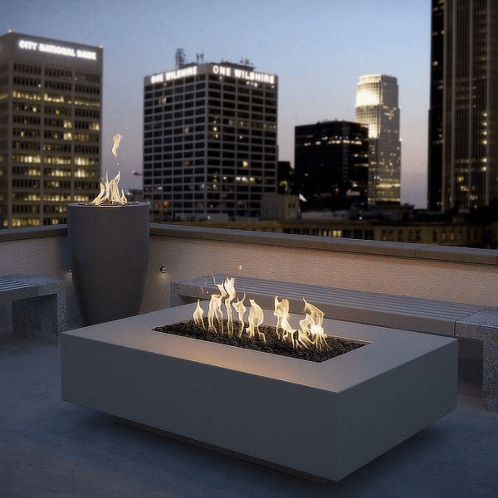 The Outdoor Plus - Cabo Linear GFRC Concrete Rectangle Liquid Propane Fire Pit 90"