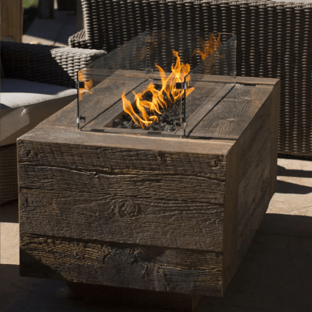 The Outdoor Plus - Catalina GFRC Wood Grain Concrete Rectangle Gas Fire Pit 96"