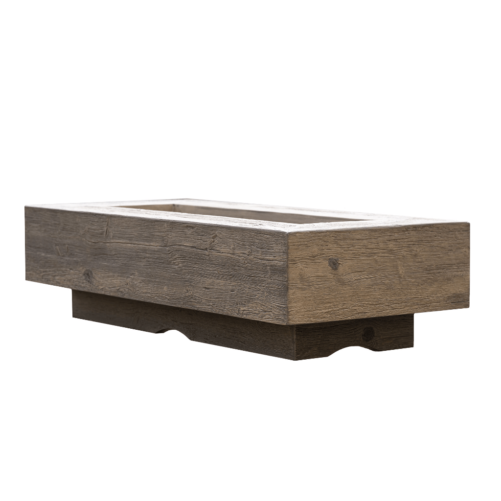 The Outdoor Plus OPT-COR96-EBN-NG Coronado GFRC Wood Grain 96 Inch Concrete Rectangle Gas Fire Pit