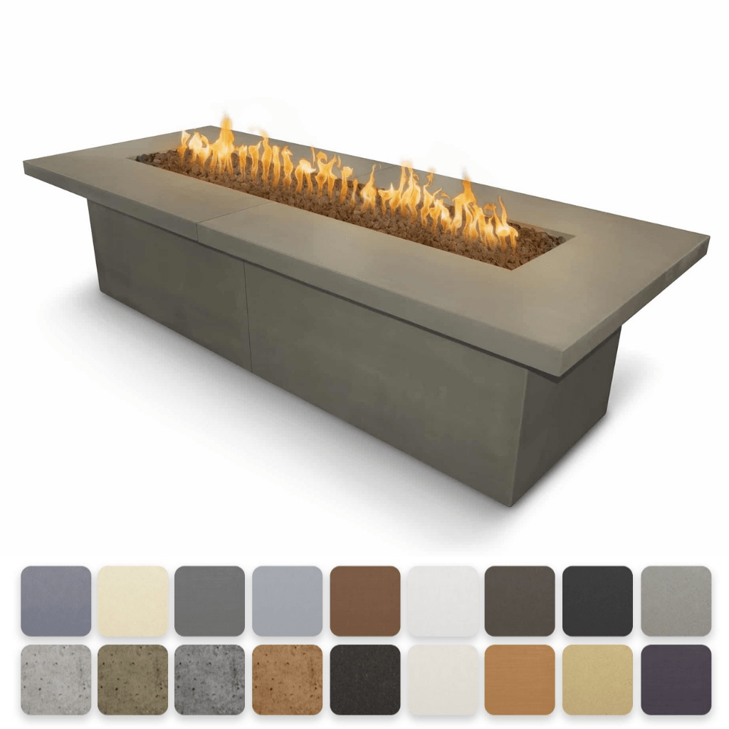 The Outdoor Plus - Newport GFRC Concrete Rectangle Liquid Propane Fire Table 120"