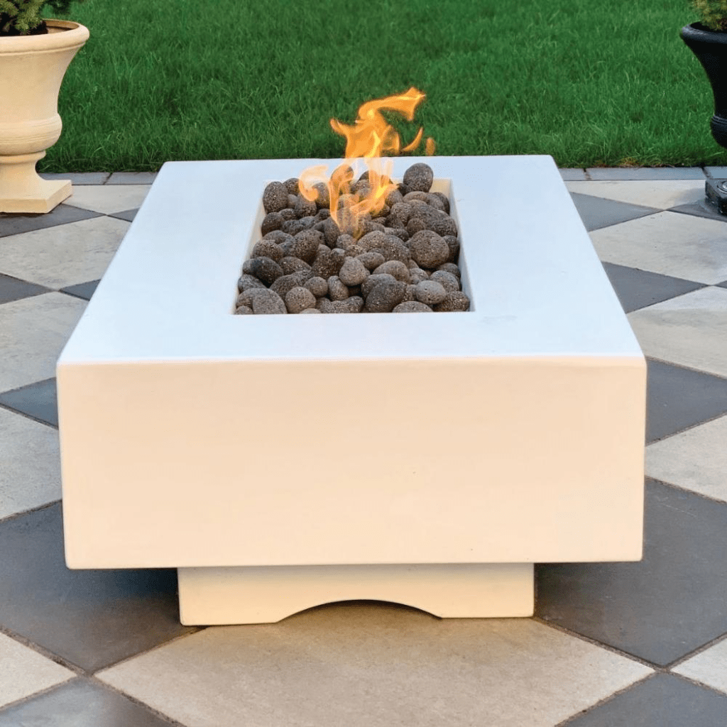 The Outdoor Plus - Del Mar GFRC Concrete Rectangle Liquid Propane Fire Pit Table 72"