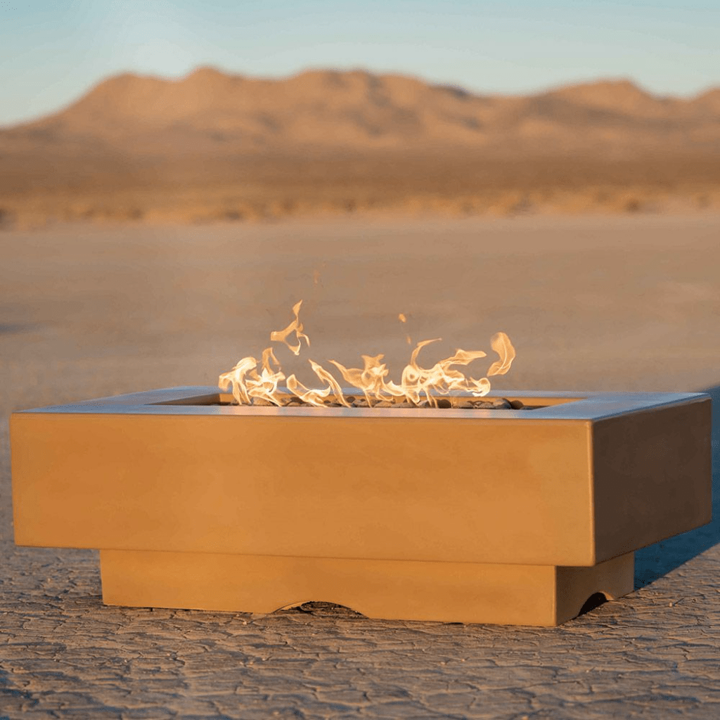 The Outdoor Plus - Del Mar GFRC Concrete Rectangle Liquid Propane Fire Pit Table 72"
