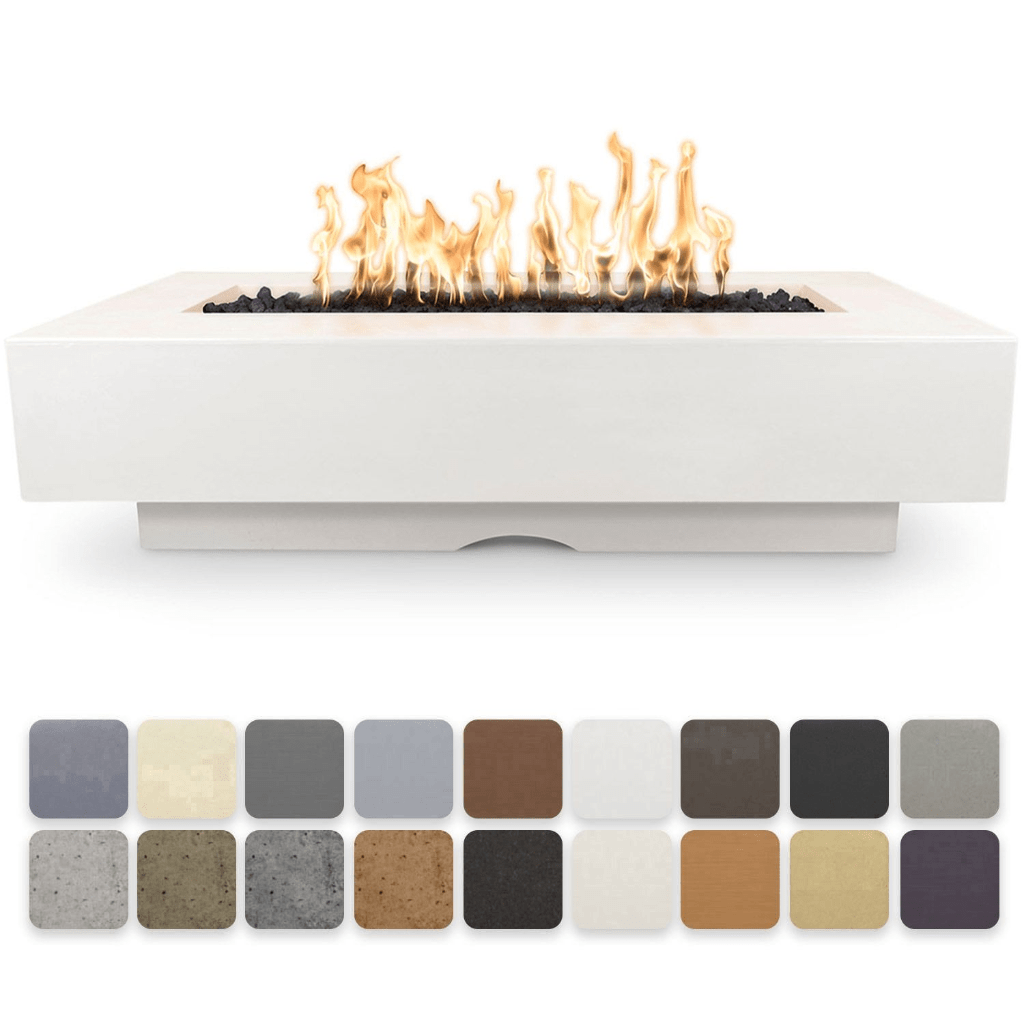 The Outdoor Plus - Del Mar GFRC Concrete Rectangle Liquid Propane Fire Pit Table 84"