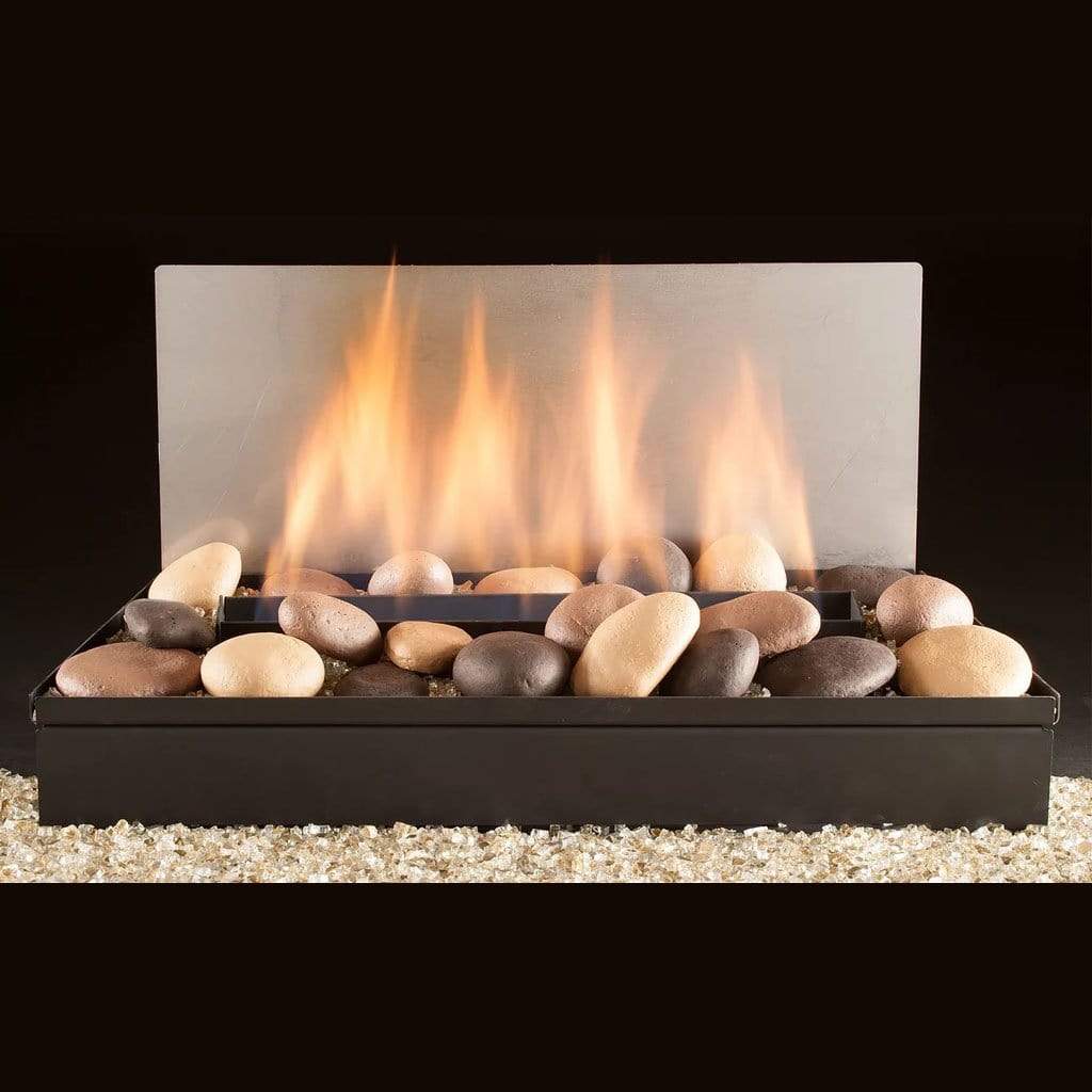 24" Element Series Vent-Free Burner System with Blazing River Stones and Millivolt Valve - Hargrove
