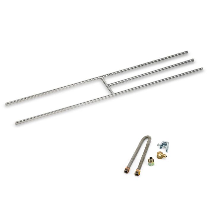 American Fire Glass 48" x 8" Stainless Steel H-Style Burner - Natural Gas