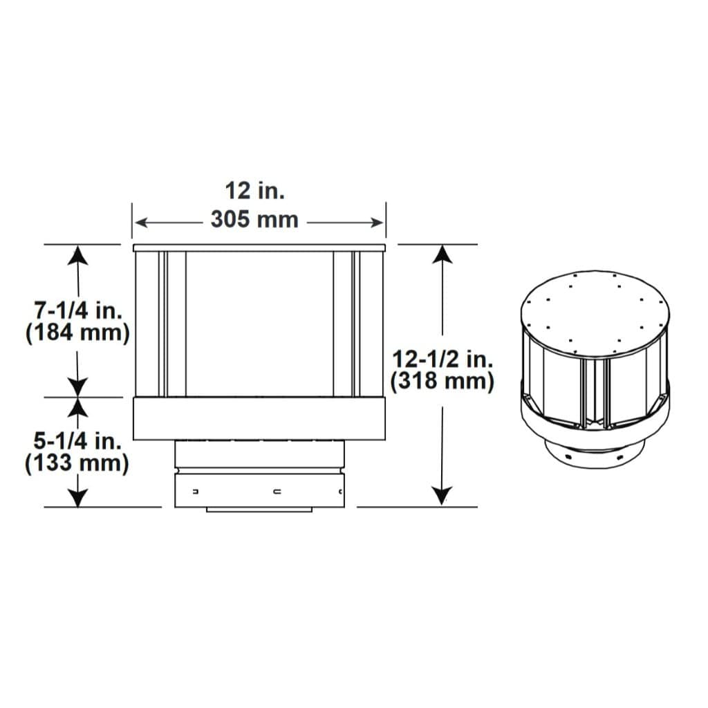 Majestic - DVP-TVHW High Wind Vertical Termination Cap with Storm Collar