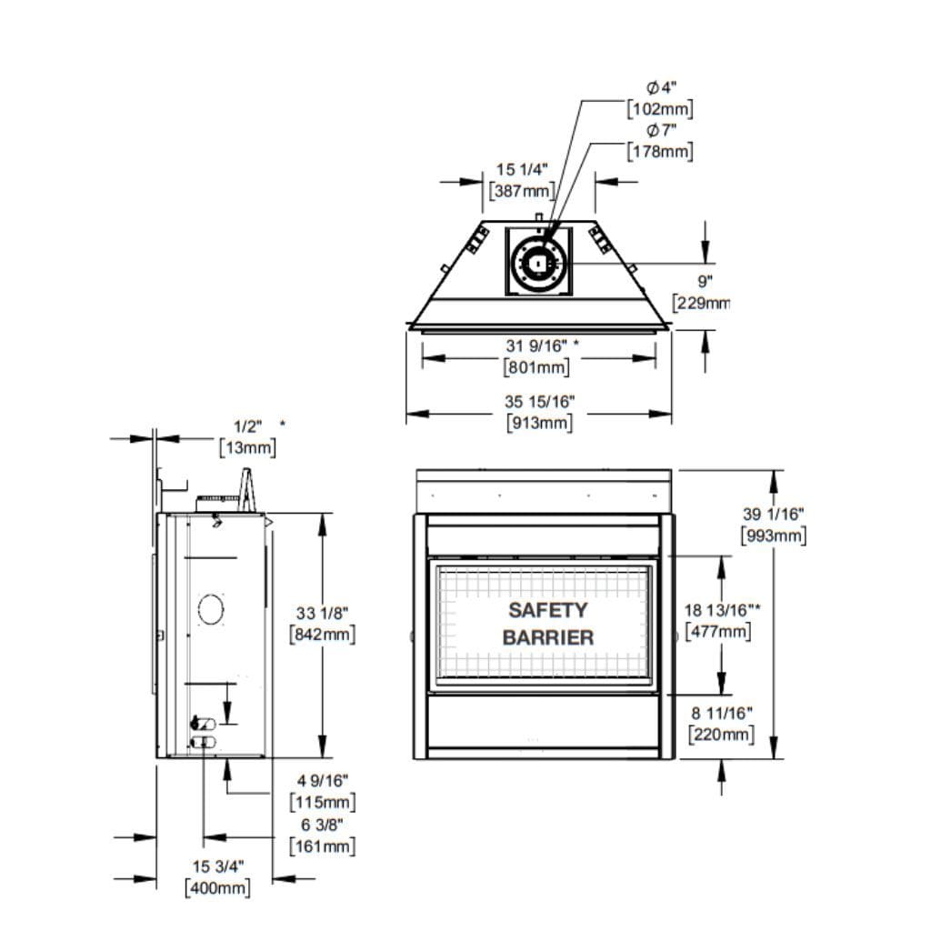Napoleon Ascent 36 Inch Propane Direct Vent Linear Gas Fireplace