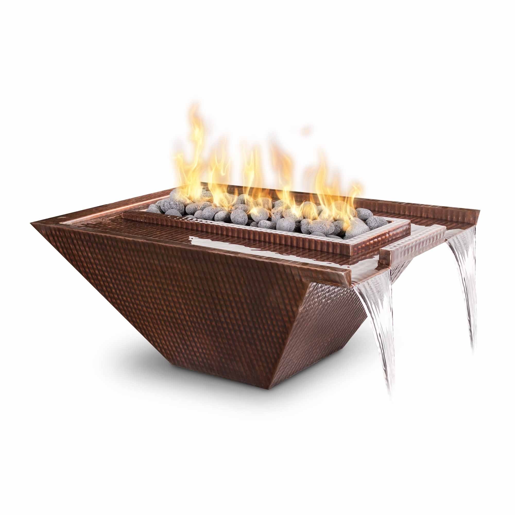 The Outdoor Plus - Nile Hammered Copper Square Fire & Water Bowl 30"