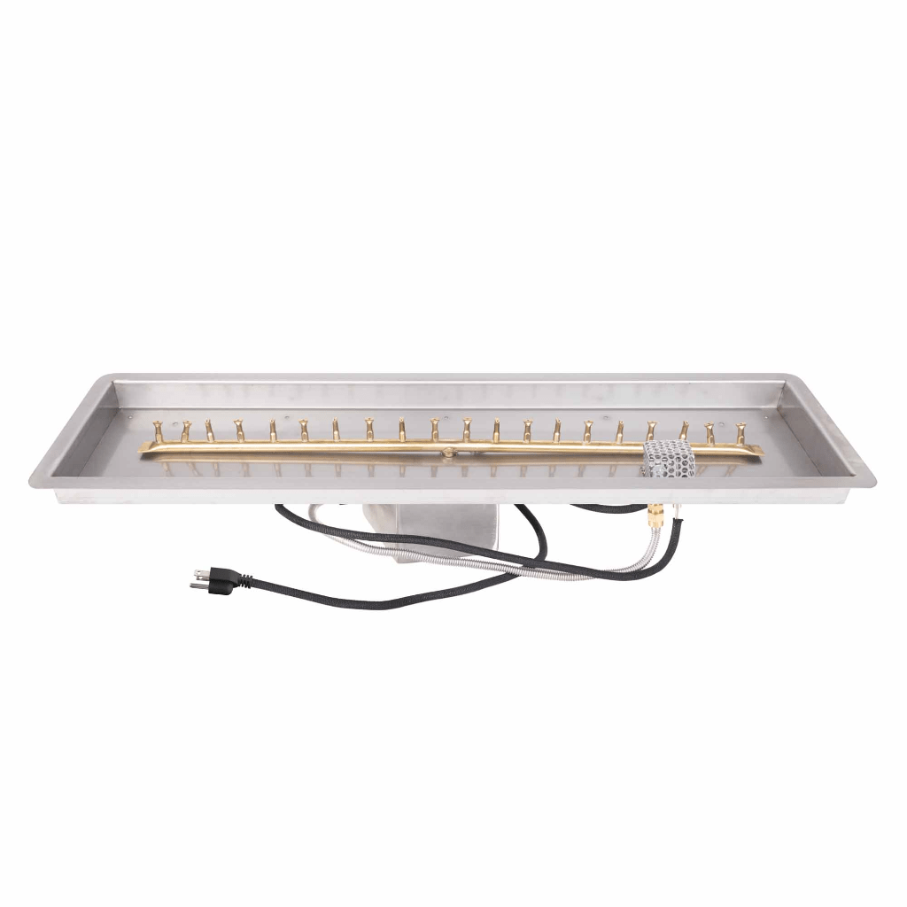 The Outdoor Plus - Rectangular Drop-in Pan With Brass Linear Bullet Burner