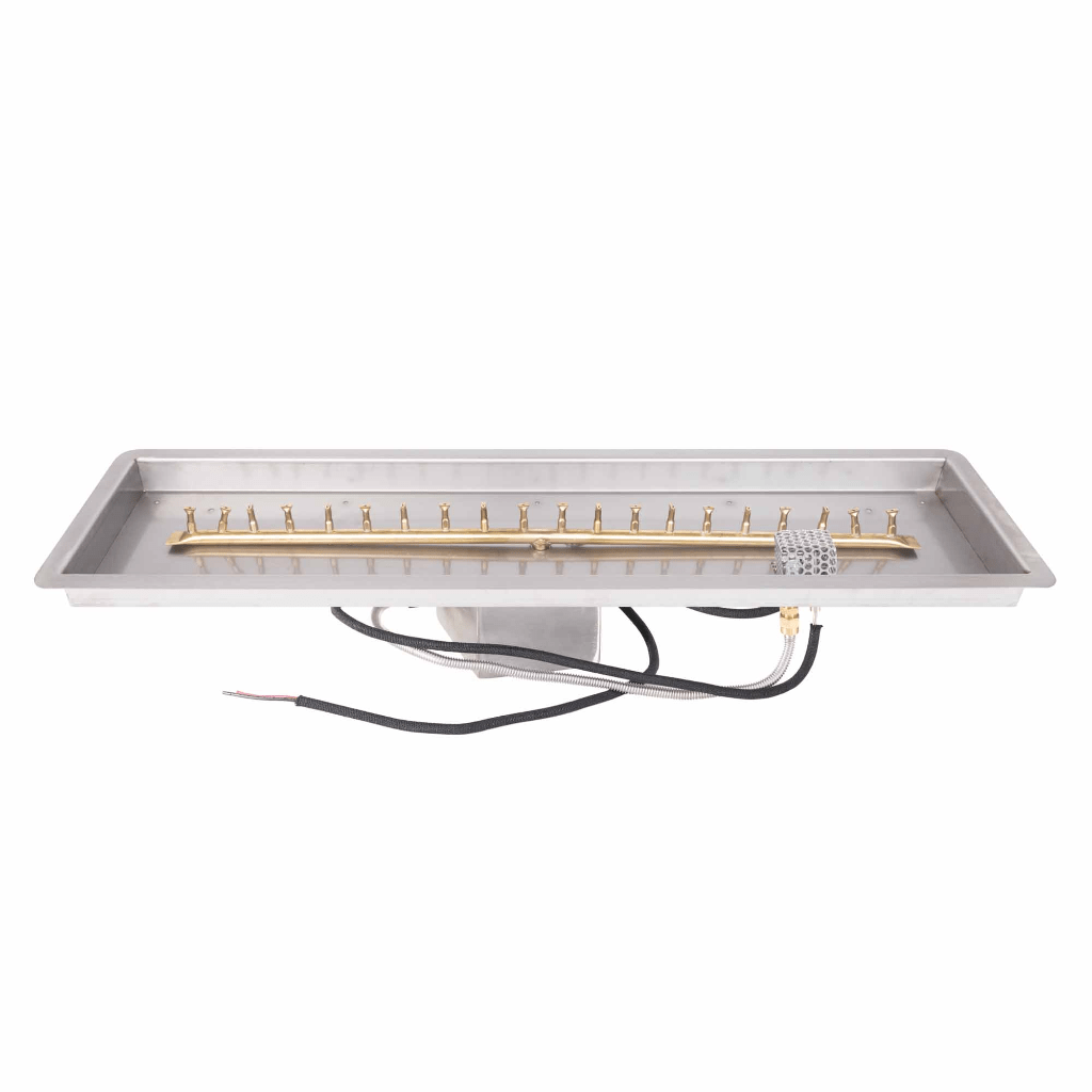 The Outdoor Plus - Rectangular Drop-in Pan With Brass Linear Bullet Burner