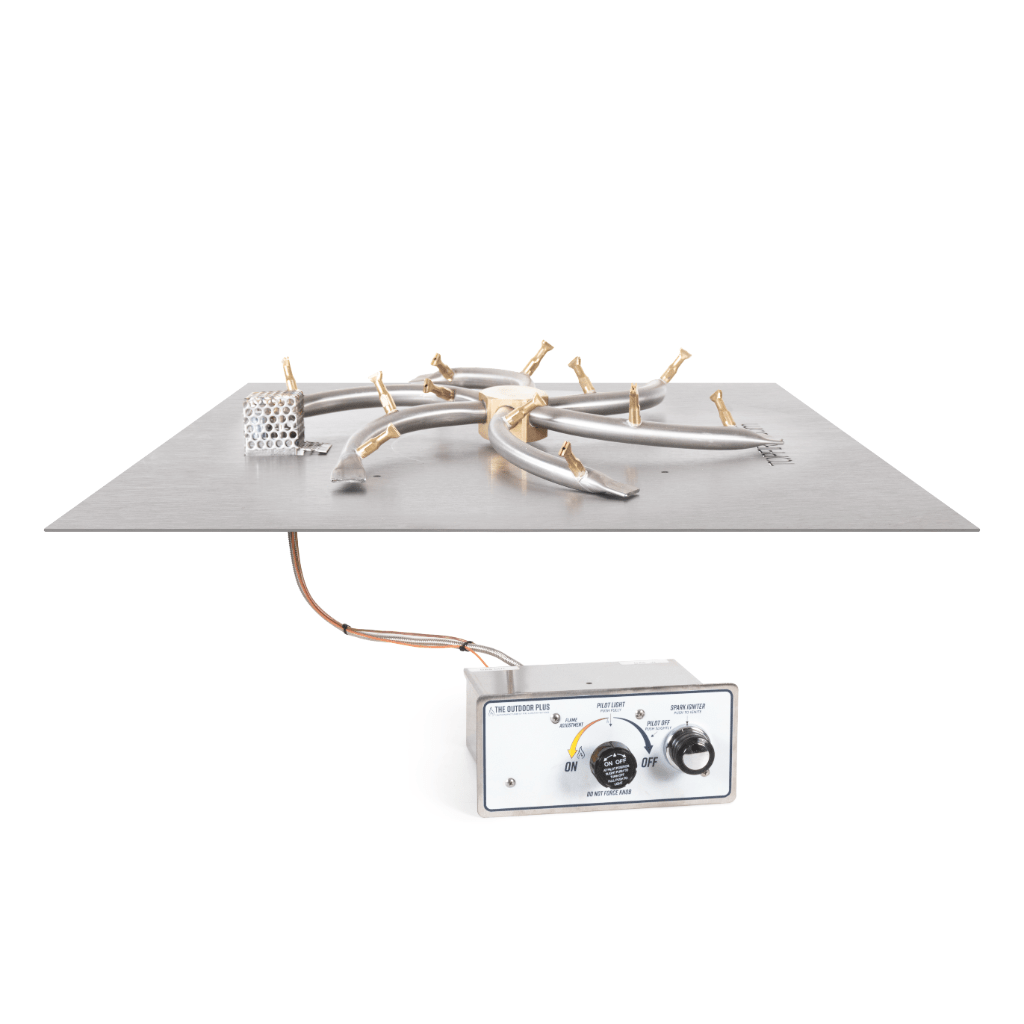 The Outdoor Plus - Square Flat Pan With Stainless Steel Triple 'S' Bullet Burner