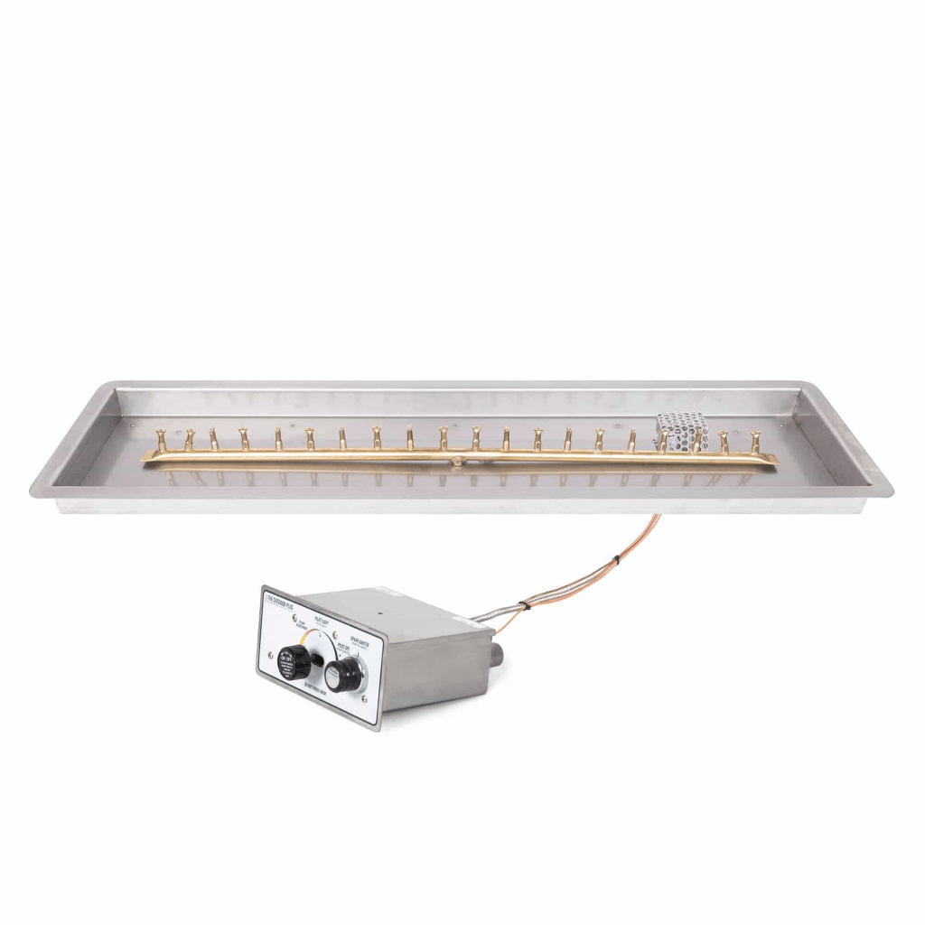 The Outdoor Plus - Rectangular Drop-in Pan With Brass Linear Bullet Burner