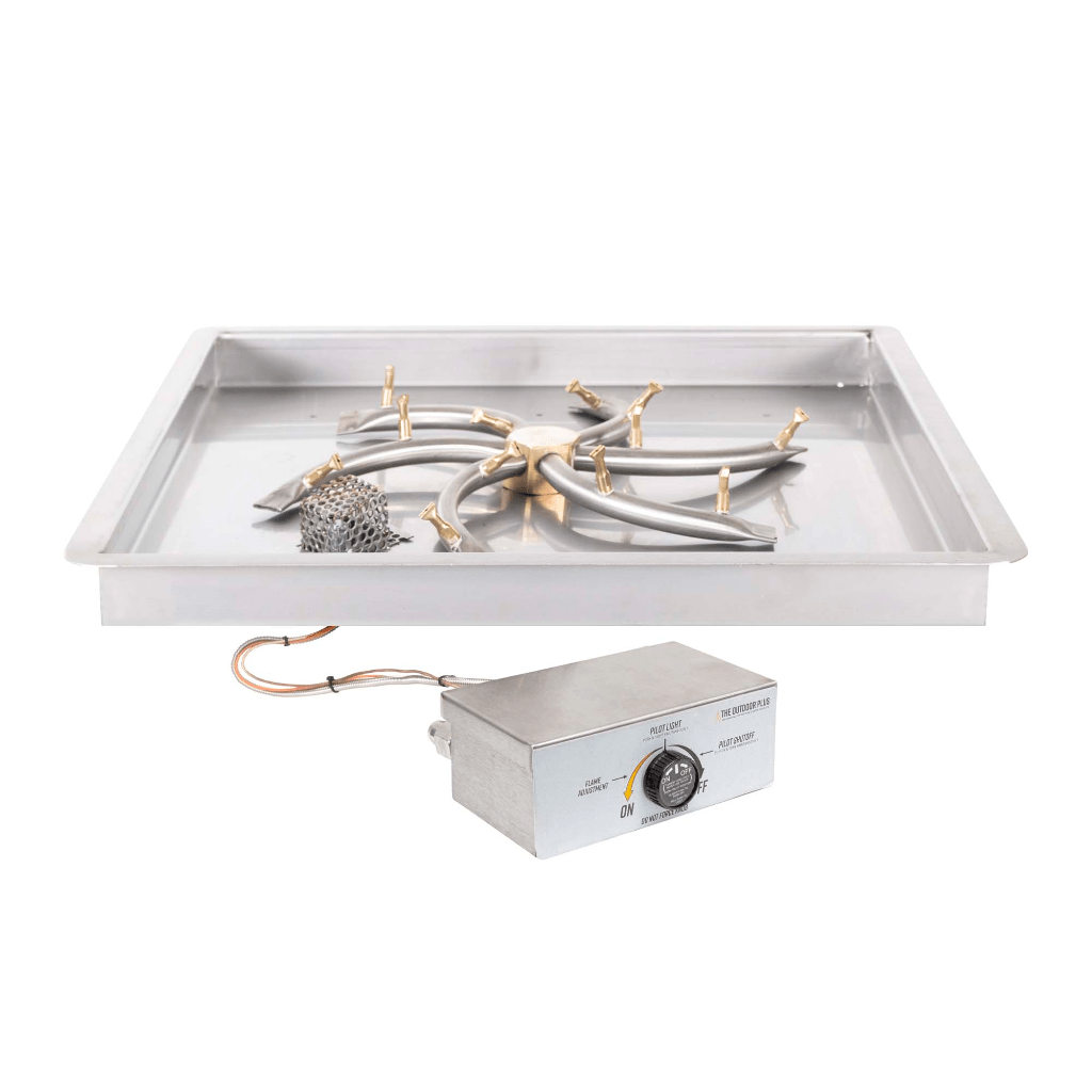 The Outdoor Plus - Square Drop-in Pan With Stainless Steel Triple 'S' Bullet Burner